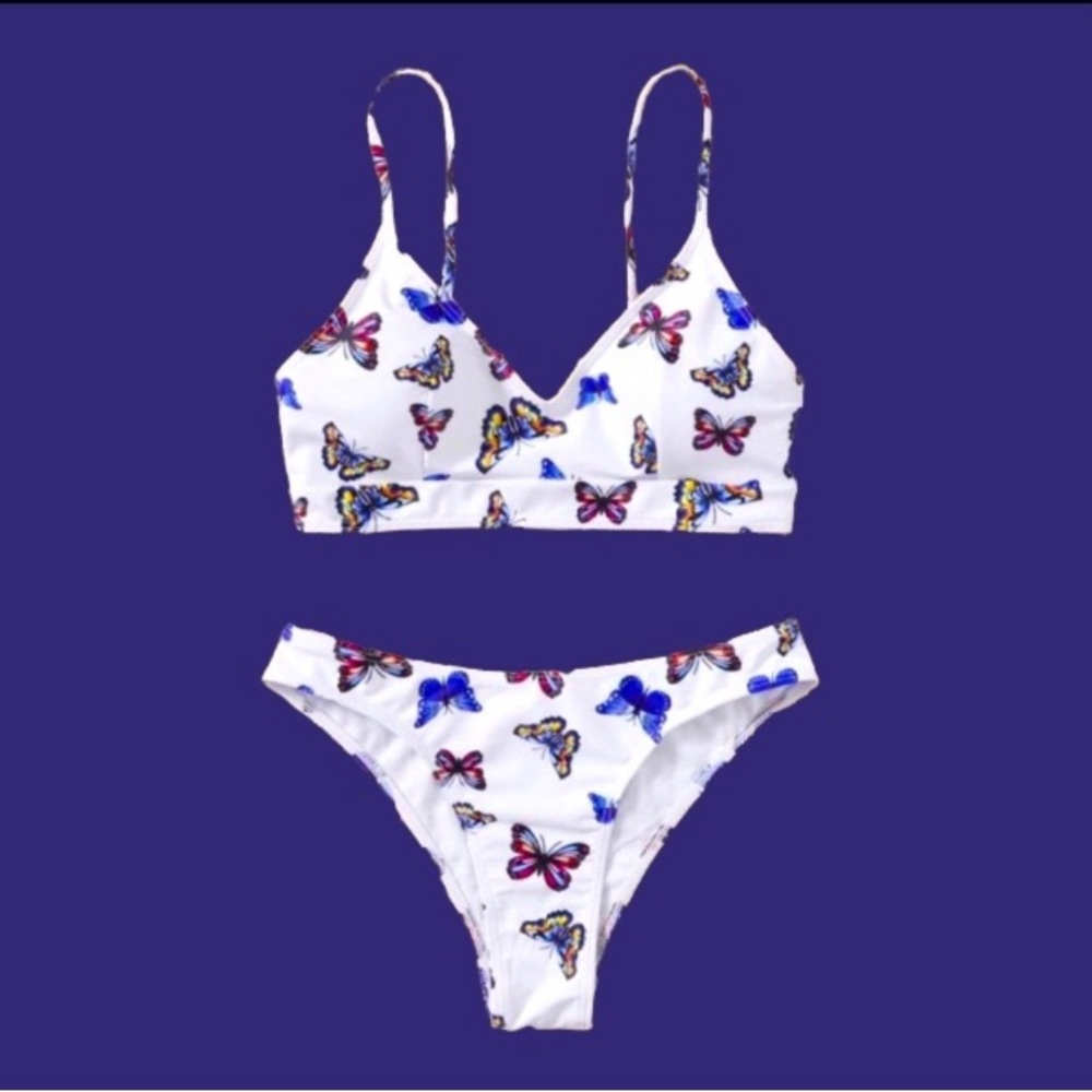 ROMWE Butterfly Print Bikini Swimsuit - WL